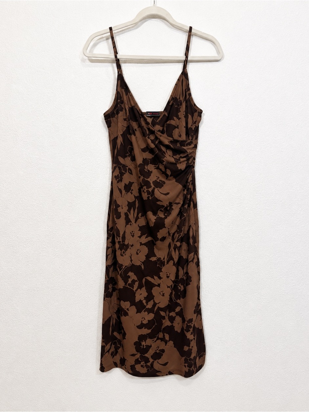 Vintage 90s Soft Grunge Romantic Indie Sleaze Tonal Brown Floral Midi Slip Dress